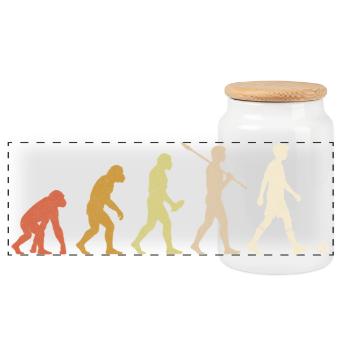Football Evolution Funny Football Player Gift - Panoramic Cookie Jar with Wooden Lid - white - Front
