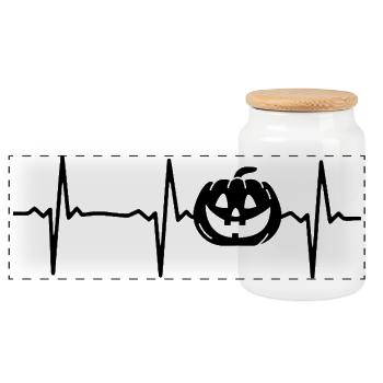 Halloween Pumpkin Halloween Heartbeat Pumpkin - Panorama Keksdose mit Holzdeckel - Weiß - Vorne