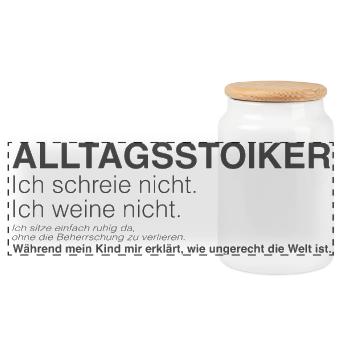 Elternteil und Alltagsstoiker  - Panorama Keksdose mit Holzdeckel - Weiß - Vorne