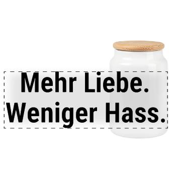 Liebe statt Hass für Menschenrechts Fans Frieden - Panorama Keksdose mit Holzdeckel - Weiß - Vorne