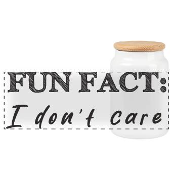 Fun fact: I don't care - lustige Geschenkidee egal - Panorama Keksdose mit Holzdeckel - Weiß - Vorne