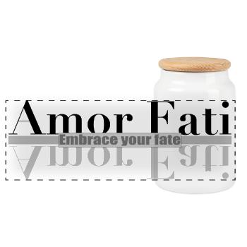 Amor Fati - Embrace your Date - Panorama Keksdose mit Holzdeckel - Weiß - Vorne