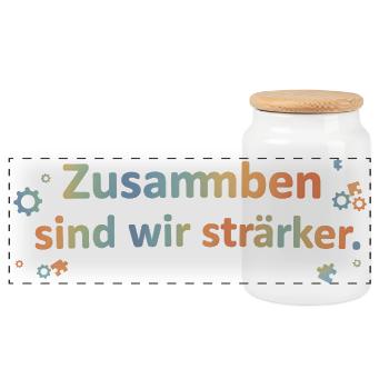 Zusammen Sind Wir Stärker Zusammenhalt T-Shirt - Panorama Keksdose mit Holzdeckel - Weiß - Vorne