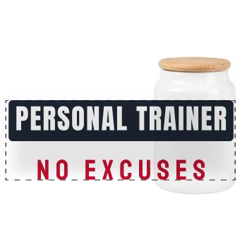 Personal Trainer - Balk Text Design for Groups - Panorama Keksdose mit Holzdeckel - Weiß - Vorne