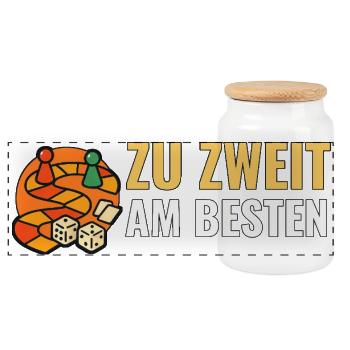 Brettspiele für 2 Zu zweit am besten. - Panorama Keksdose mit Holzdeckel - Weiß - Vorne