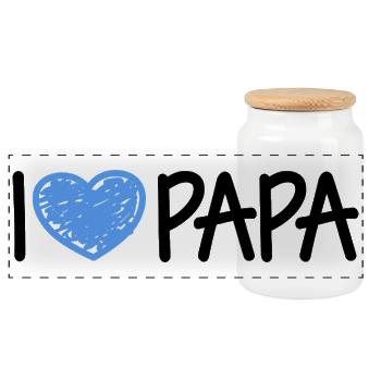 Papa Vatertag Herrentag Geschenk - Panorama Keksdose mit Holzdeckel - Weiß - Vorne