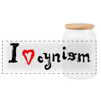 I love cynism - Boîte à biscuits avec couvercle en bois - blanc - Devant