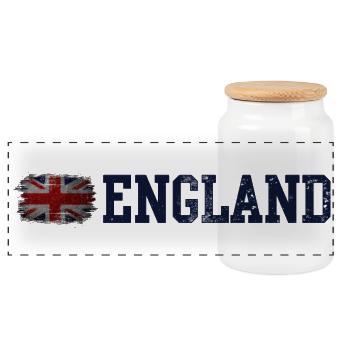 Vintage Flagge England - Panorama Keksdose mit Holzdeckel - Weiß - Vorne