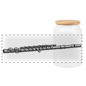 Flute Music - Panoramic Cookie Jar with Wooden Lid - white - Front
