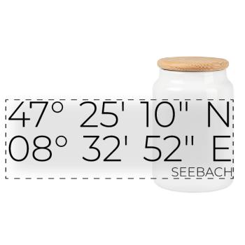 Coordinates District 11 Seebach Zurich - Panoramic Cookie Jar with Wooden Lid - white - Front