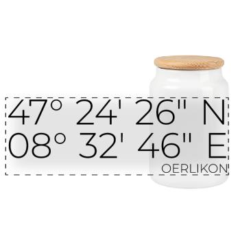 Coordinates Oerlikon, Kreis 11, Zürich - Panoramic Cookie Jar with Wooden Lid - white - Front