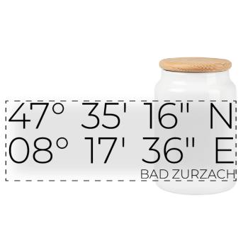 Coordinates: Bad Zurzach, Canton of Aargau - Panoramic Cookie Jar with Wooden Lid - white - Front