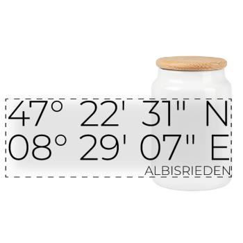 Coordinates Albisrieden, Kreis 9, Zürich - Panoramic Cookie Jar with Wooden Lid - white - Front
