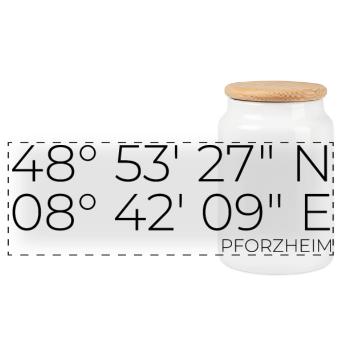Coordinates Pforzheim - Panoramic Cookie Jar with Wooden Lid - white - Front