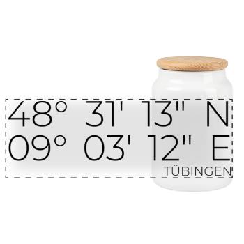 coordinates Tübingen - Panoramic Cookie Jar with Wooden Lid - white - Front