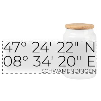 Coordinates Schwamendingen, Switzerland - Panoramic Cookie Jar with Wooden Lid - white - Front