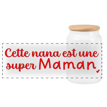 Super maman - Boîte à biscuits avec couvercle en bois - blanc - Devant