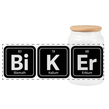 Bi K Er Biker - Panoramic Cookie Jar with Wooden Lid - white - Front
