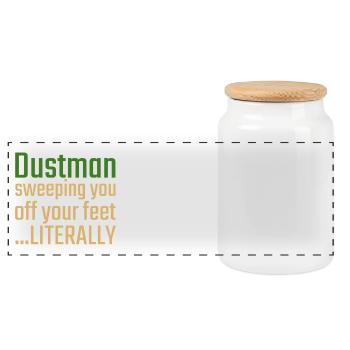 Dustman Valentine's Day Sweeping you - Panoramic Cookie Jar with Wooden Lid - white - Front