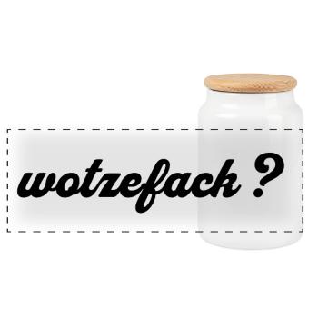 Wotzefack ? - Qu’est-ce que... - Boîte à biscuits avec couvercle en bois - blanc - Devant