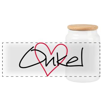 Onkel Herz Geschenk Liebe Patenonkel Geburtstag - Panorama Keksdose mit Holzdeckel - Weiß - Vorne
