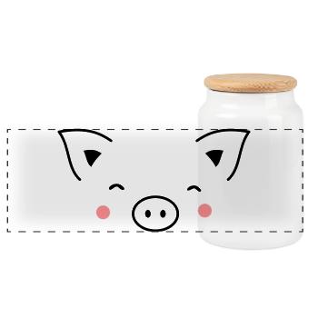 Idée cadeau cochon de sanglier porcelet truie - Boîte à biscuits avec couvercle en bois - blanc - Devant