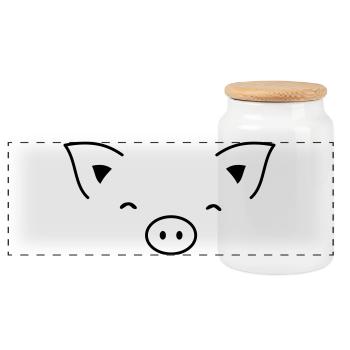 Schwein Sau Schweinchen Ferkel Eber I Geschenkidee - Panorama Keksdose mit Holzdeckel - Weiß - Vorne