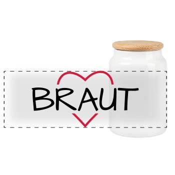 Braut Herz JunggesellinnenabschiedHochzeit - Panorama Keksdose mit Holzdeckel - Weiß - Vorne