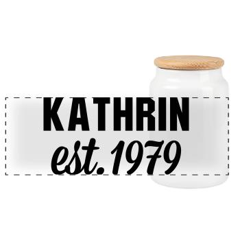 Kathrin est 1979 - Panorama Keksdose mit Holzdeckel - Weiß - Vorne