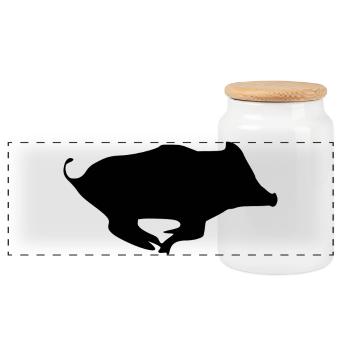 Sanglier chasse silhouette gibier chasseur animal  - Boîte à biscuits avec couvercle en bois - blanc - Devant