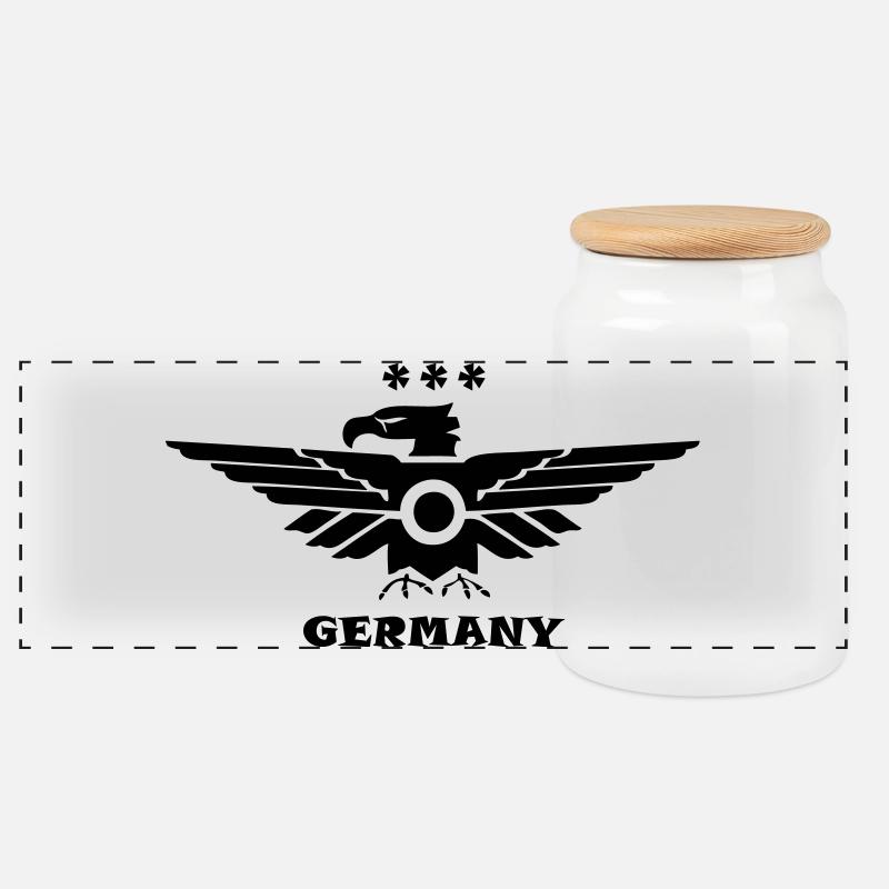 Adler Allemagne noir noir - Boîte à biscuits avec couvercle en bois - blanc