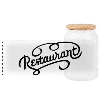restaurant - Panoramic Cookie Jar with Wooden Lid - white - Front