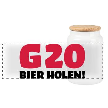 Bier holen Humor - Panorama Keksdose mit Holzdeckel - Weiß - Vorne
