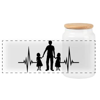 2 daughters pulse - Panoramic Cookie Jar with Wooden Lid - white - Front