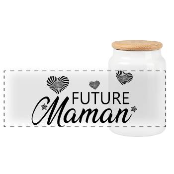 Future Maman - Boîte à biscuits avec couvercle en bois - blanc - Devant