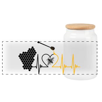 Abeille, miel, légumineuses, abeille, apiculteur, nid d’abeille - Boîte à biscuits avec couvercle en bois - blanc - Devant