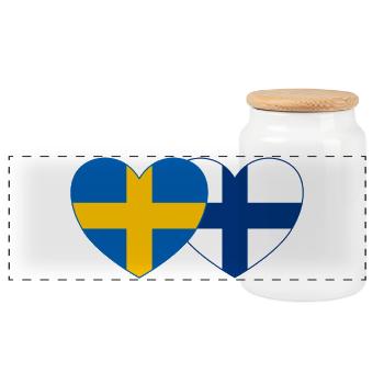 Suède Finlande Flag Heart - Boîte à biscuits avec couvercle en bois - blanc - Devant
