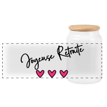 RETRAITE. BONNE RETRAITE. JOYEUSE RETRAITE. - Boîte à biscuits avec couvercle en bois - blanc - Devant