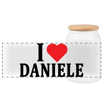 T-shirt I love Daniele t-shirt gift idea - Panoramic Cookie Jar with Wooden Lid - white - Front