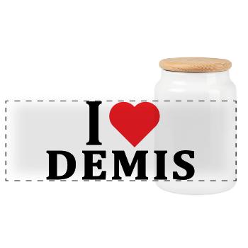 T-shirt I love Demis t-shirt gift idea - Panoramic Cookie Jar with Wooden Lid - white - Front
