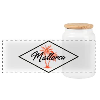 Mallorca Island - Panoramic Cookie Jar with Wooden Lid - white - Front