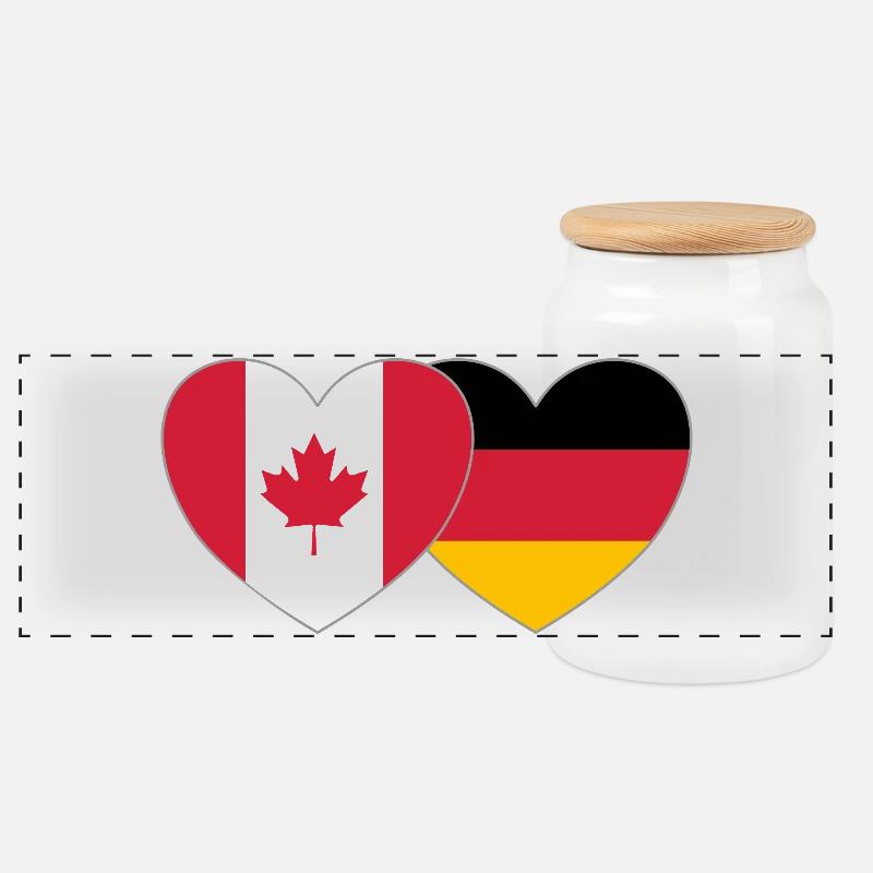 Kanada Deutschland Flagge Herz - Panorama Keksdose mit Holzdeckel - Weiß