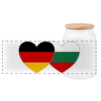 Deutschland Bulgarien Flagge Herz - Panorama Keksdose mit Holzdeckel - Weiß - Vorne