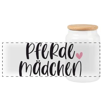 Pferd Pferdemädchen Pferde Reiten Geschenk - Panorama Keksdose mit Holzdeckel - Weiß - Vorne