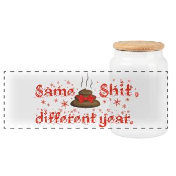 Same Shit - different year, ugly christmas - Panorama Keksdose mit Holzdeckel - Weiß - Vorne