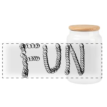 FUN LETTERING - Panoramic Cookie Jar with Wooden Lid - white - Front