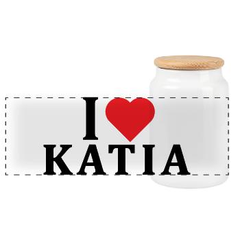 T-Shirt Ich liebe Katia T-Shirt Geschenkidee - Panorama Keksdose mit Holzdeckel - Weiß - Vorne