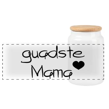 guadste Mama - beste Mama, Österreichischer Dialek - Panorama Keksdose mit Holzdeckel - Weiß - Vorne