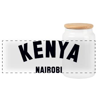 KENYA, Nairobi - Panoramic Cookie Jar with Wooden Lid - white - Front