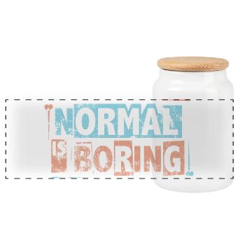 Normal Is Boring - Autism Awareness Puzzle Pieces - Panoramic Cookie Jar with Wooden Lid - white - Front